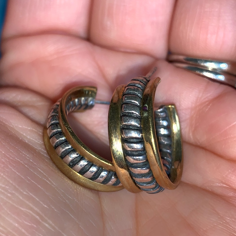 Gold Silver Tone Chunky Hoops